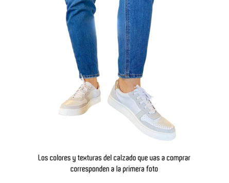 Tenis en Cuero Xiomy Negro y Blanco - Imagen 15