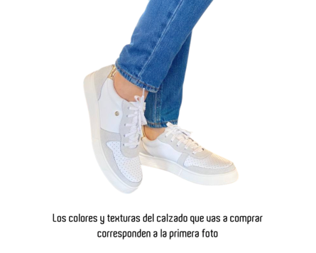 Tenis en Cuero Xiomy Negro y Blanco - Imagen 13