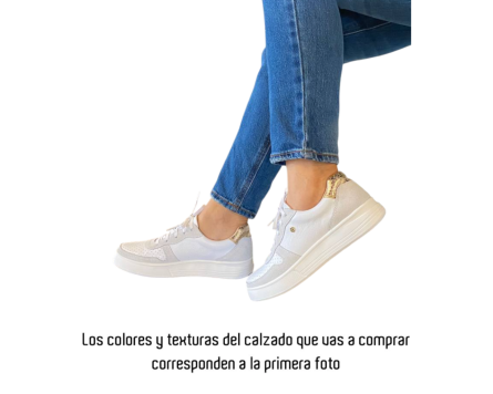 Tenis en Cuero Xiomy Negro y Blanco - Imagen 4