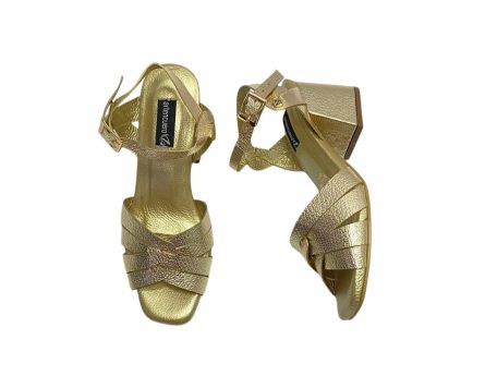 Sandalias en cuero Abigail Folia Oro - Imagen 4
