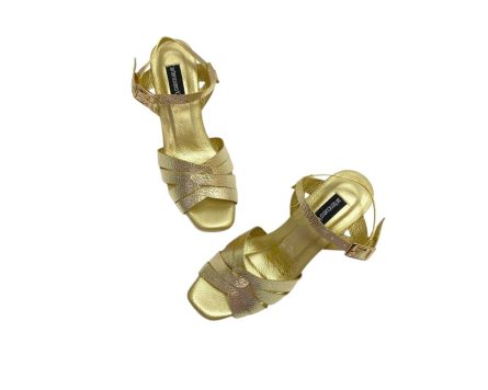 Sandalias en cuero Abigail Folia Oro - Imagen 6
