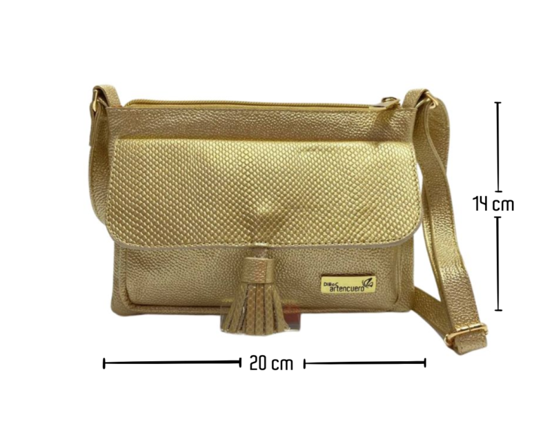 Bolso Manos Libres en Cuero Ariza Oro - Imagen 4
