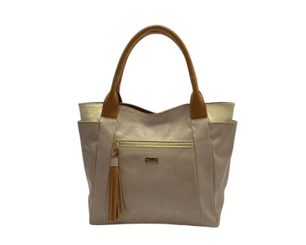 Bolso en cuero Flora Geco Taupé x Miel y Talco