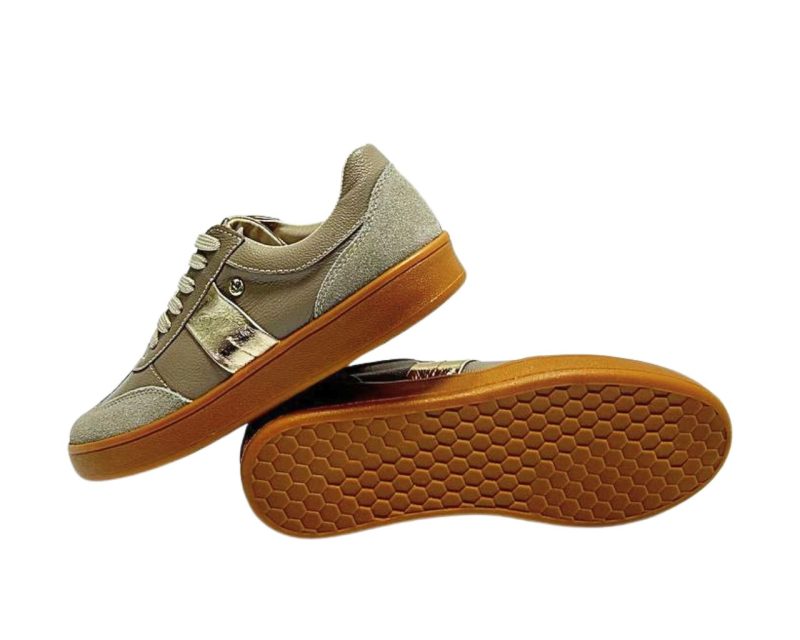 Tenis en Cuero Milka Taupé Suela Miel - Imagen 11
