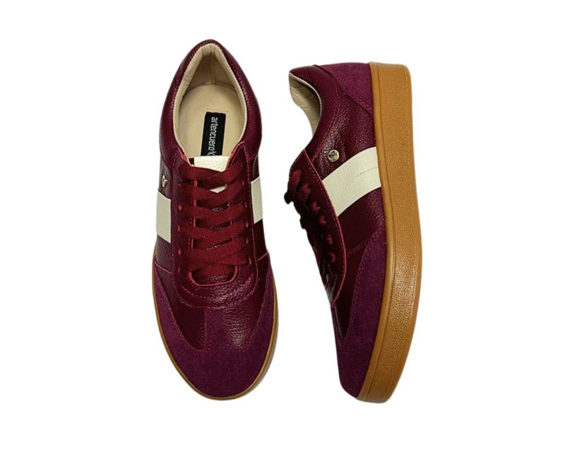 Tenis en Cuero Milka Vino Tinto Suela Miel - Imagen 5