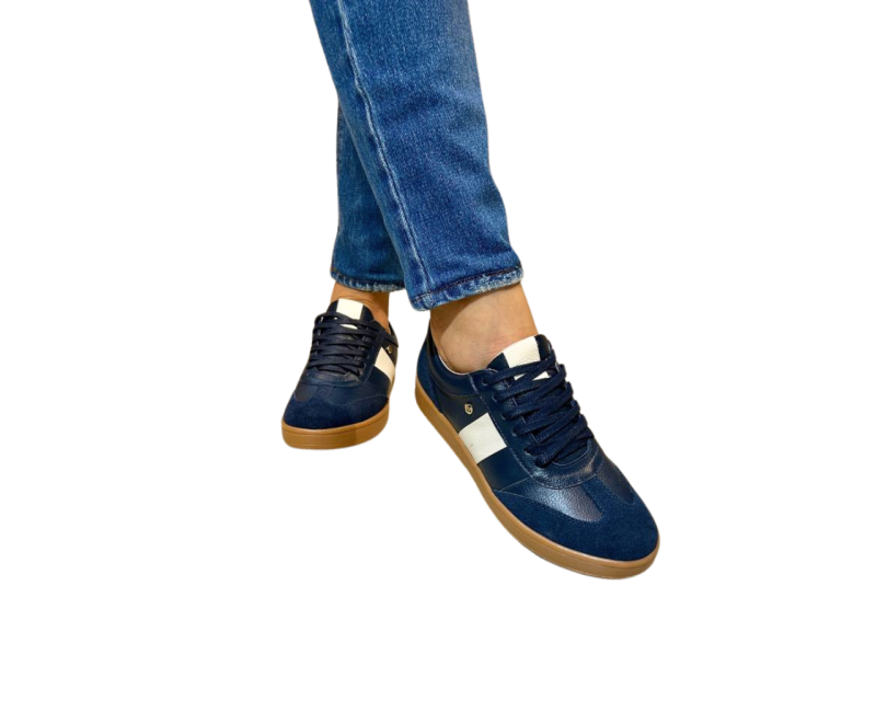 Tenis en Cuero Milka Azul Suela Miel - Imagen 4