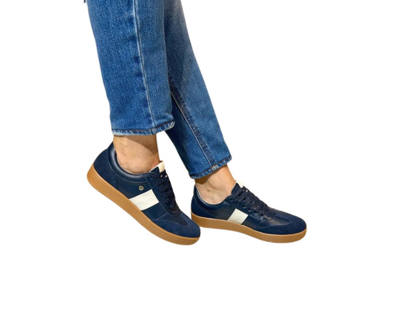 Tenis en Cuero Milka Azul Suela Miel - Imagen 6