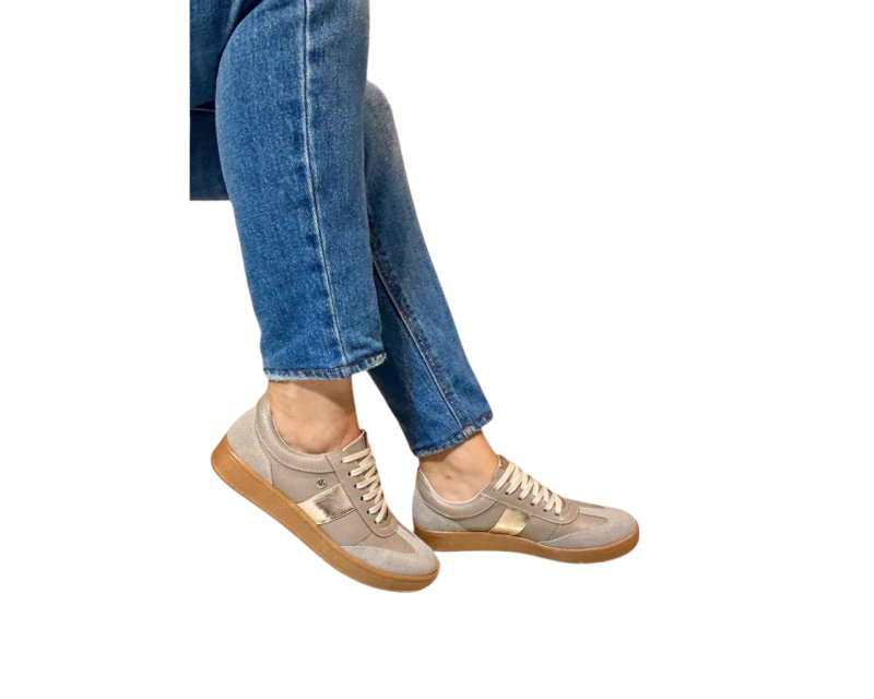 Tenis en Cuero Milka Taupé Suela Miel - Imagen 6