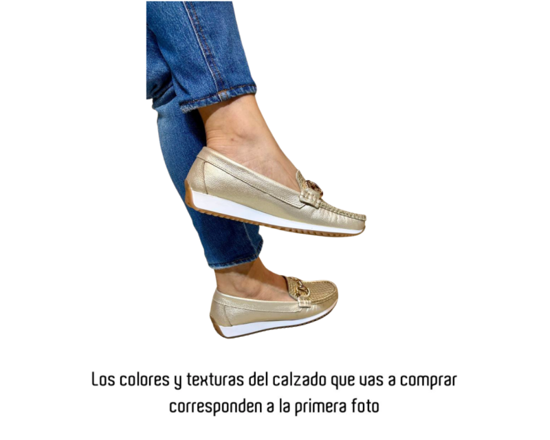 Mocasin en Cuero Sabrina Folia Negro - Imagen 10