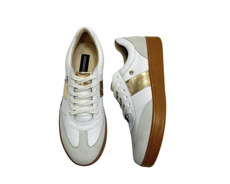 Tenis en Cuero Milka Blanco Suela Miel - Imagen 11