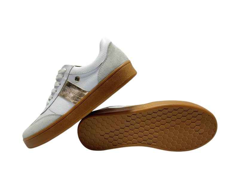 Tenis en Cuero Milka Blanco Suela Miel - Imagen 12