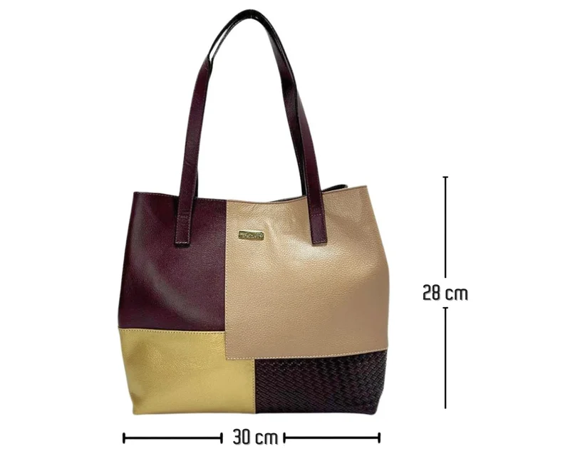 Bolso en Cuero Petra 3 tonos base Vino - Imagen 8