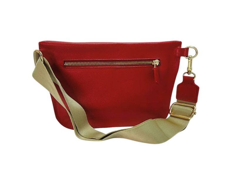 Riñonera en cuero Alice Geco Rojo Reata Beige - Imagen 3