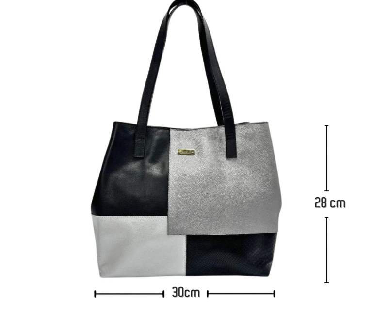 Bolso en Cuero Petra 3 tonos base Negro - Imagen 9