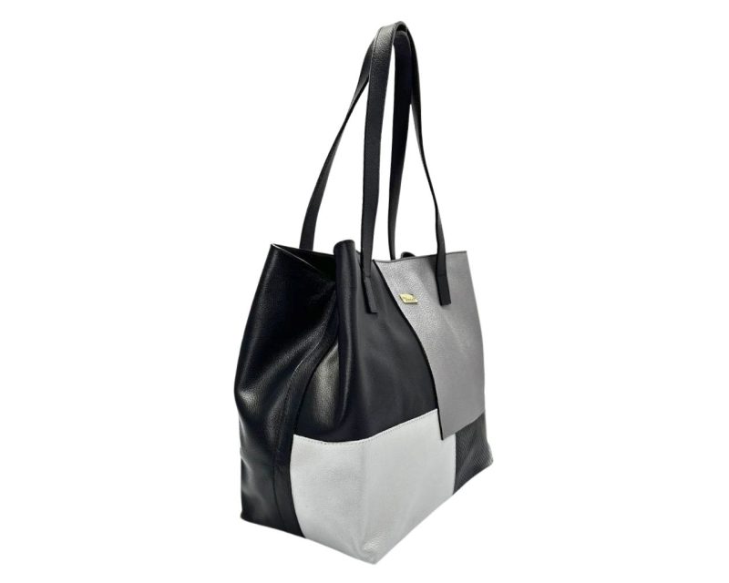 Bolso en Cuero Petra 3 tonos base Negro - Imagen 3
