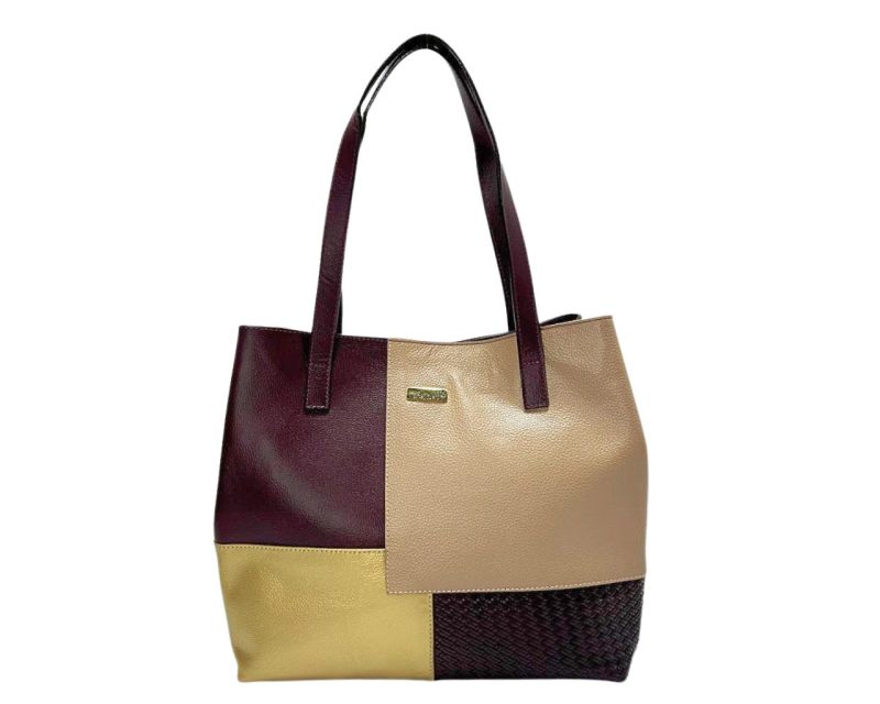 Bolso en Cuero Petra 3 tonos base Vino