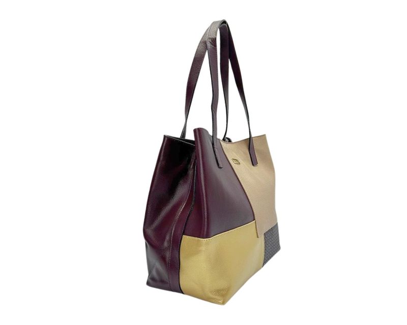 Bolso en Cuero Petra 3 tonos base Vino - Imagen 3