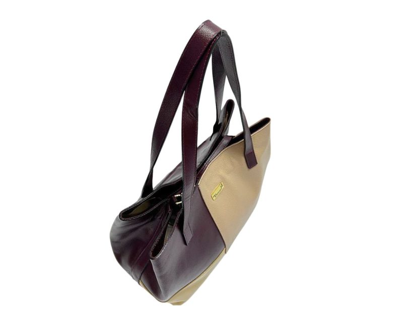 Bolso en Cuero Petra 3 tonos base Vino - Imagen 5