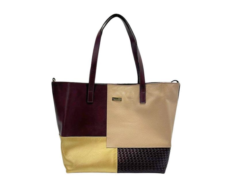 Bolso en Cuero Petra 3 tonos base Vino - Imagen 7