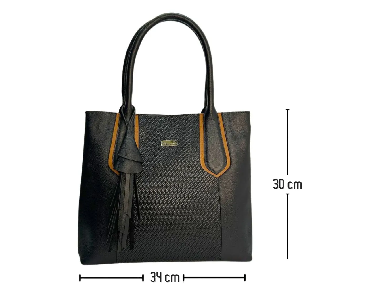Bolso en cuero Mariangel Mimbre Negro x Miel - Imagen 8