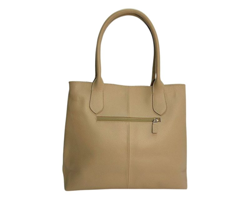 Bolso en Cuero Mariangel Mimbre Taupe x Oro - Imagen 4