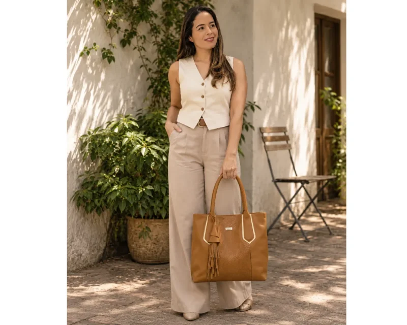 Alternative view of Bolso en Cuero Mariangel Geco Miel x Oro
