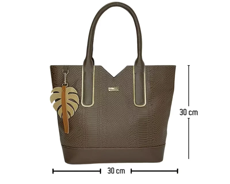 Bolso en Cuero Dalia Pitón Café x Oro - Imagen 7