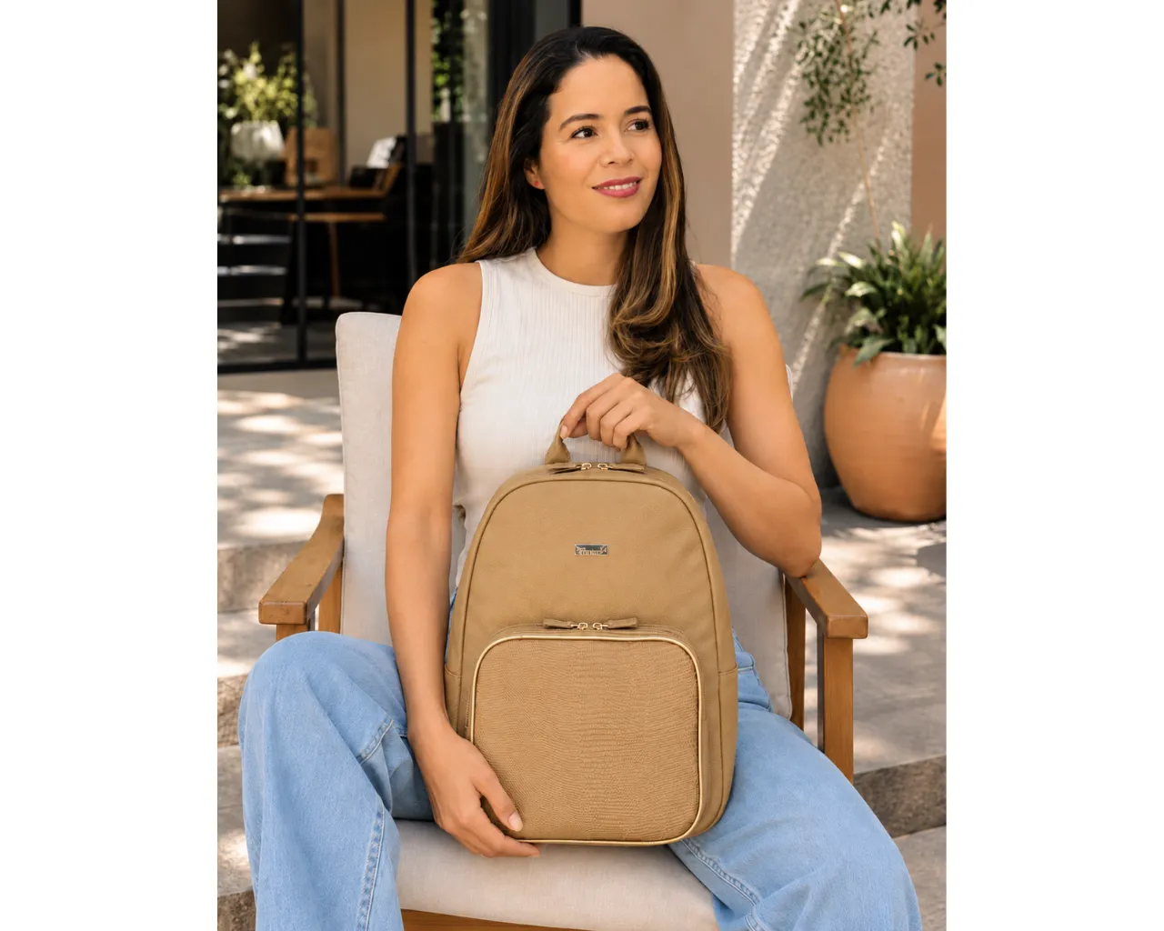 Morral Portatil Bella Grande Texturas Capuchino - Imagen 2