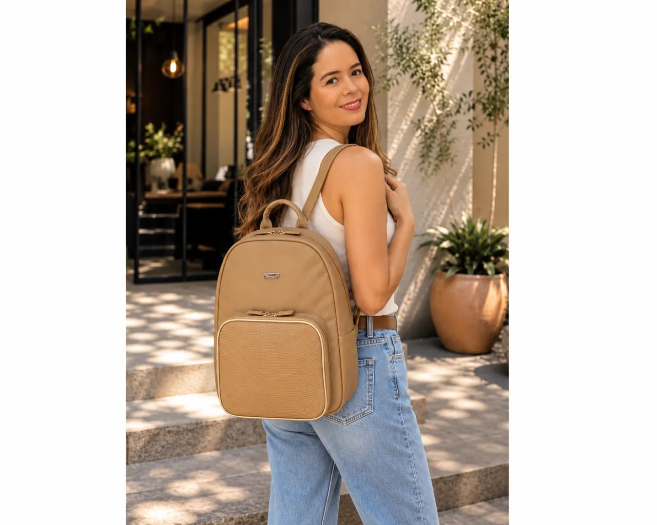 Morral Portatil Bella Grande Texturas Capuchino - Imagen 4