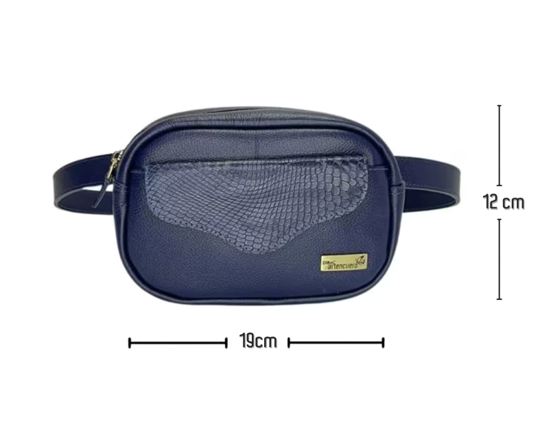 Bolso Riñonera en Cuero Italia Geco Azul - Imagen 4