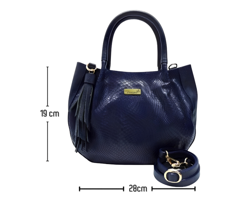 Bolso en cuero Manos libres Mini luciana Gco - Azul - Imagen 7