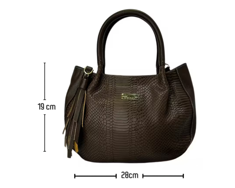 Bolso en cuero Manos libres Mini luciana Pitón Café - Imagen 10
