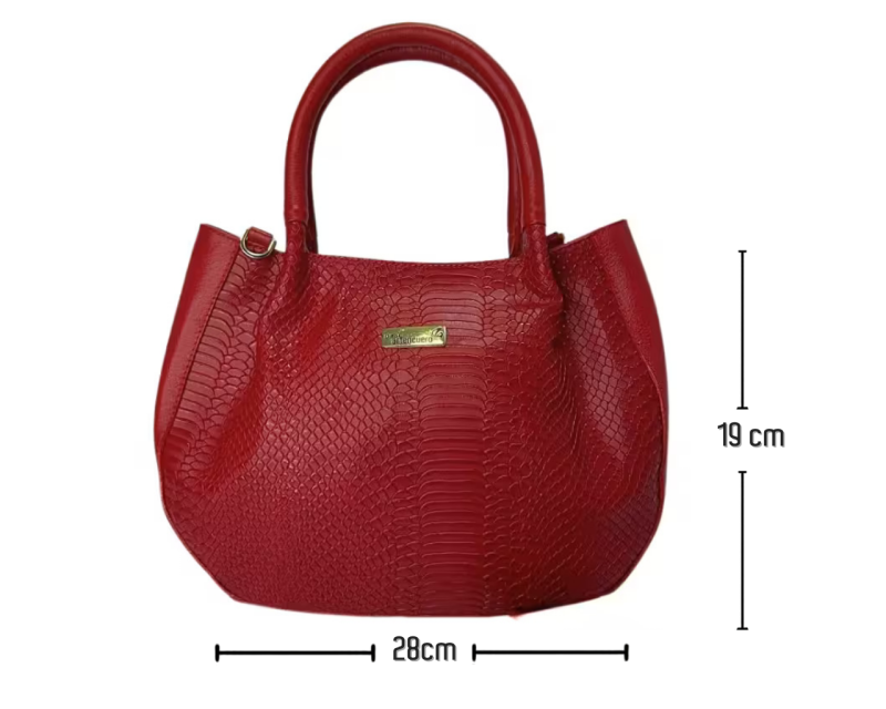 Bolso en cuero Manos libres Mini luciana Pitón Rojo - Imagen 10