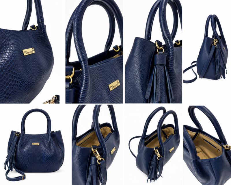 Bolso en cuero Manos libres Mini luciana Gco - Azul - Imagen 6