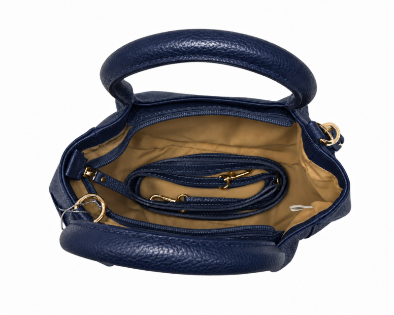 Bolso en cuero Manos libres Mini luciana Gco - Azul - Imagen 5