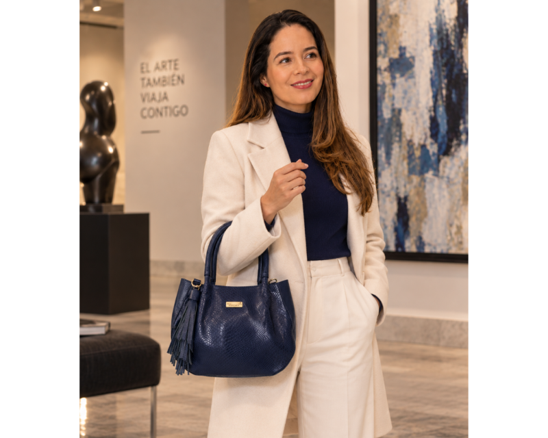 Alternative view of Bolso en cuero Manos libres Mini luciana Gco - Azul