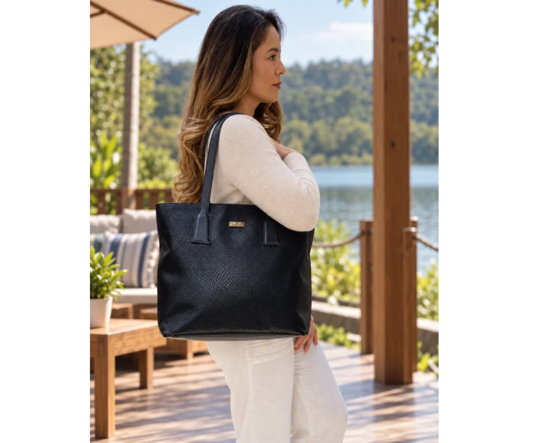 Bolso en Cuero Rosi Armadillo Negro - Imagen 4